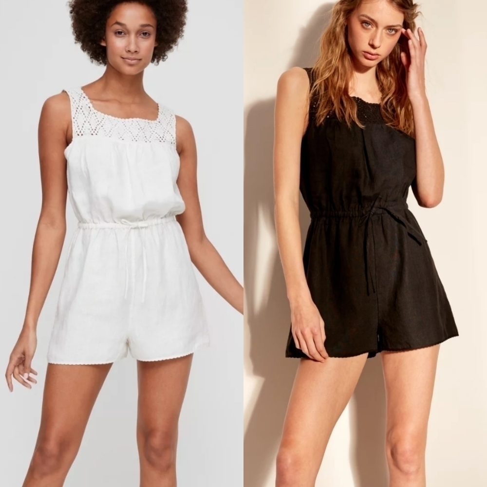 ARITZIA Wilfred delfina linen short romper black medium